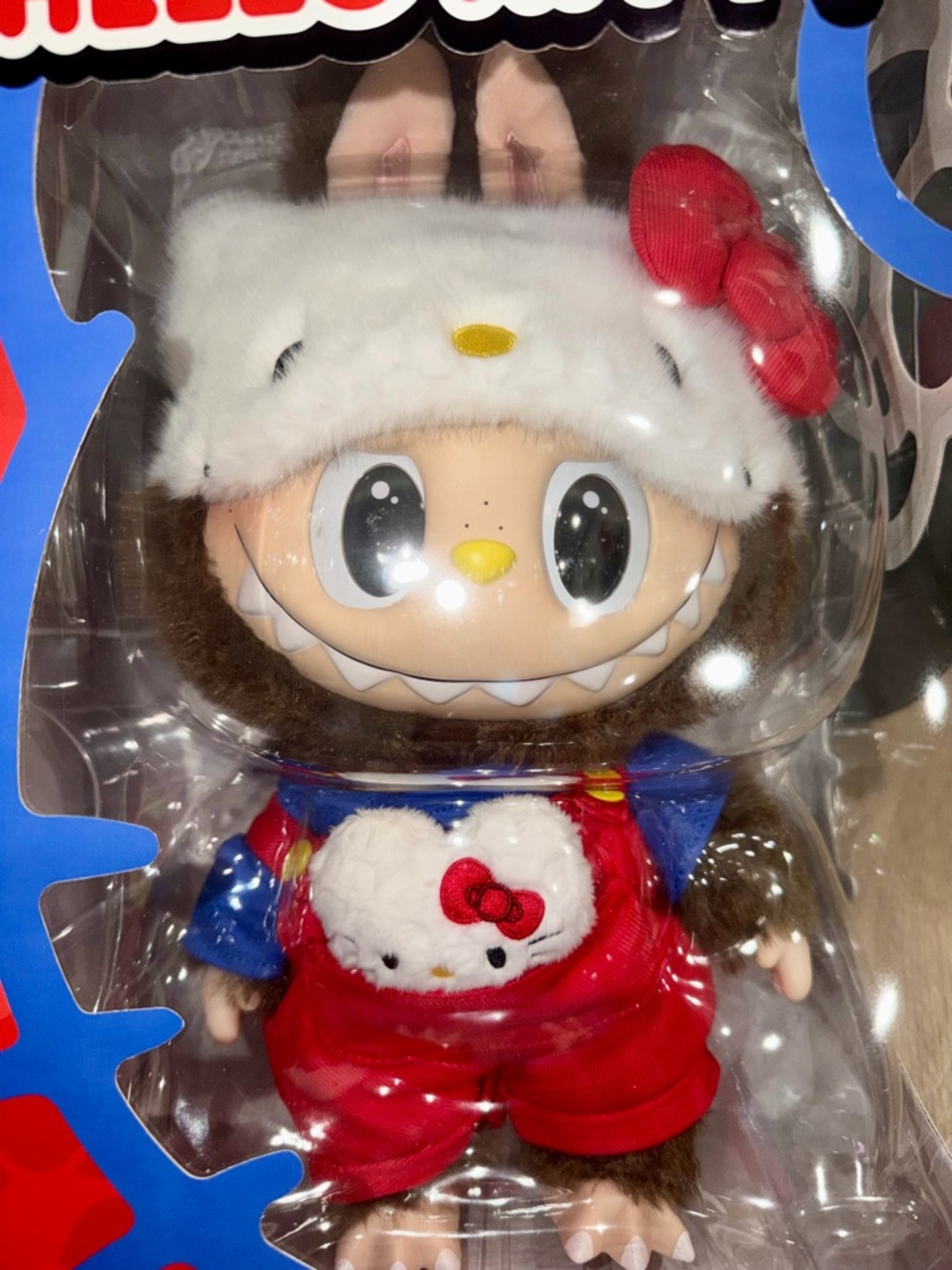 Authentic POP MART The Monsters x Hello Kitty Plush - Brown & White with Red Bow - Picture 3 of 7